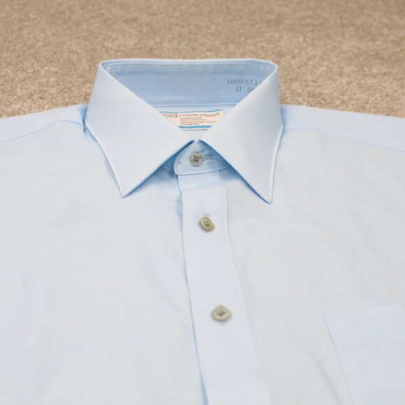 Vintage Sears Dress Shirt Mens 17 Blue Perma Prest Ultressa Polyester S/S Button - Picture 4 of 12